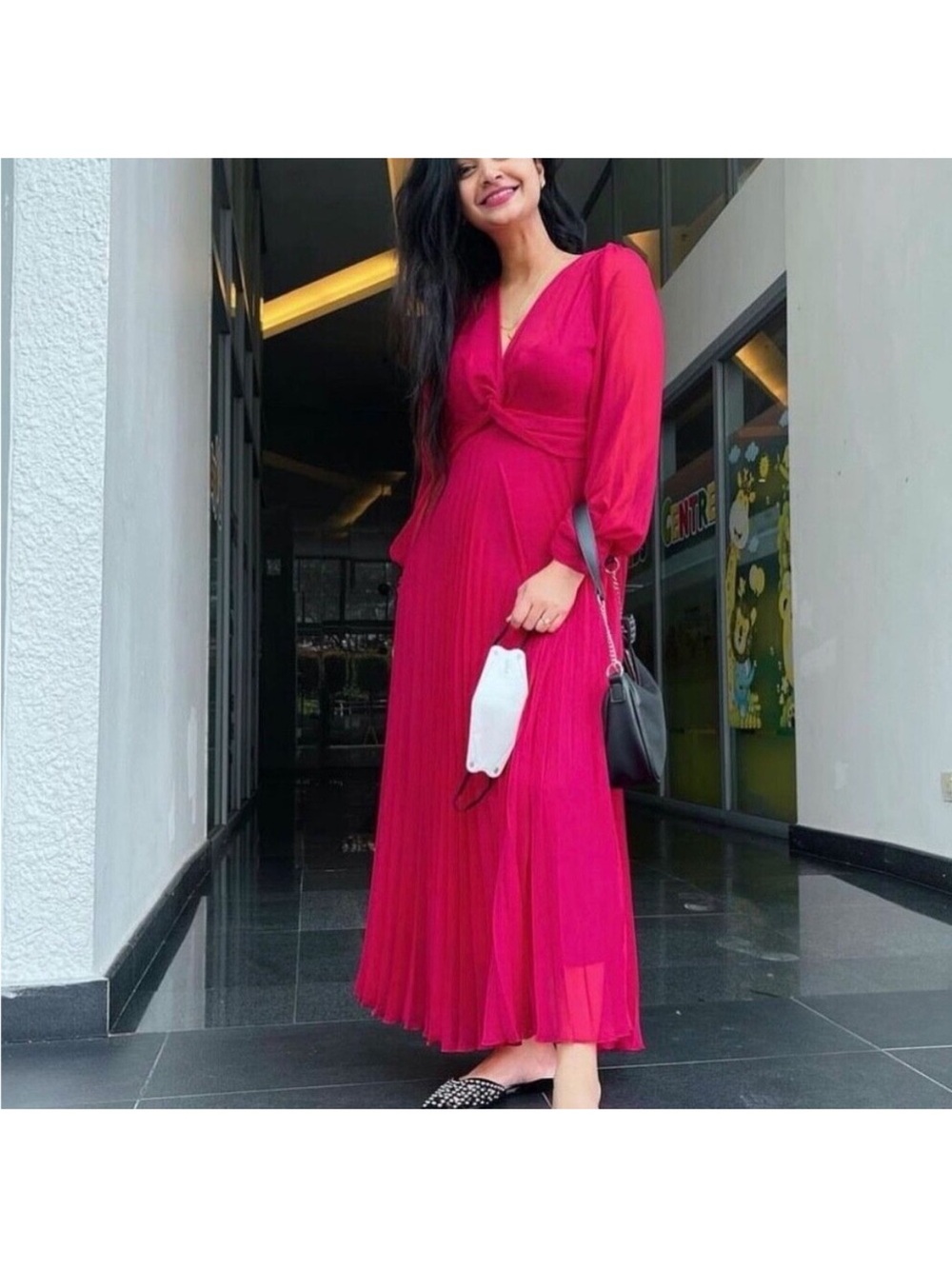Zara Vibrant Pink Long Sleeve Dress